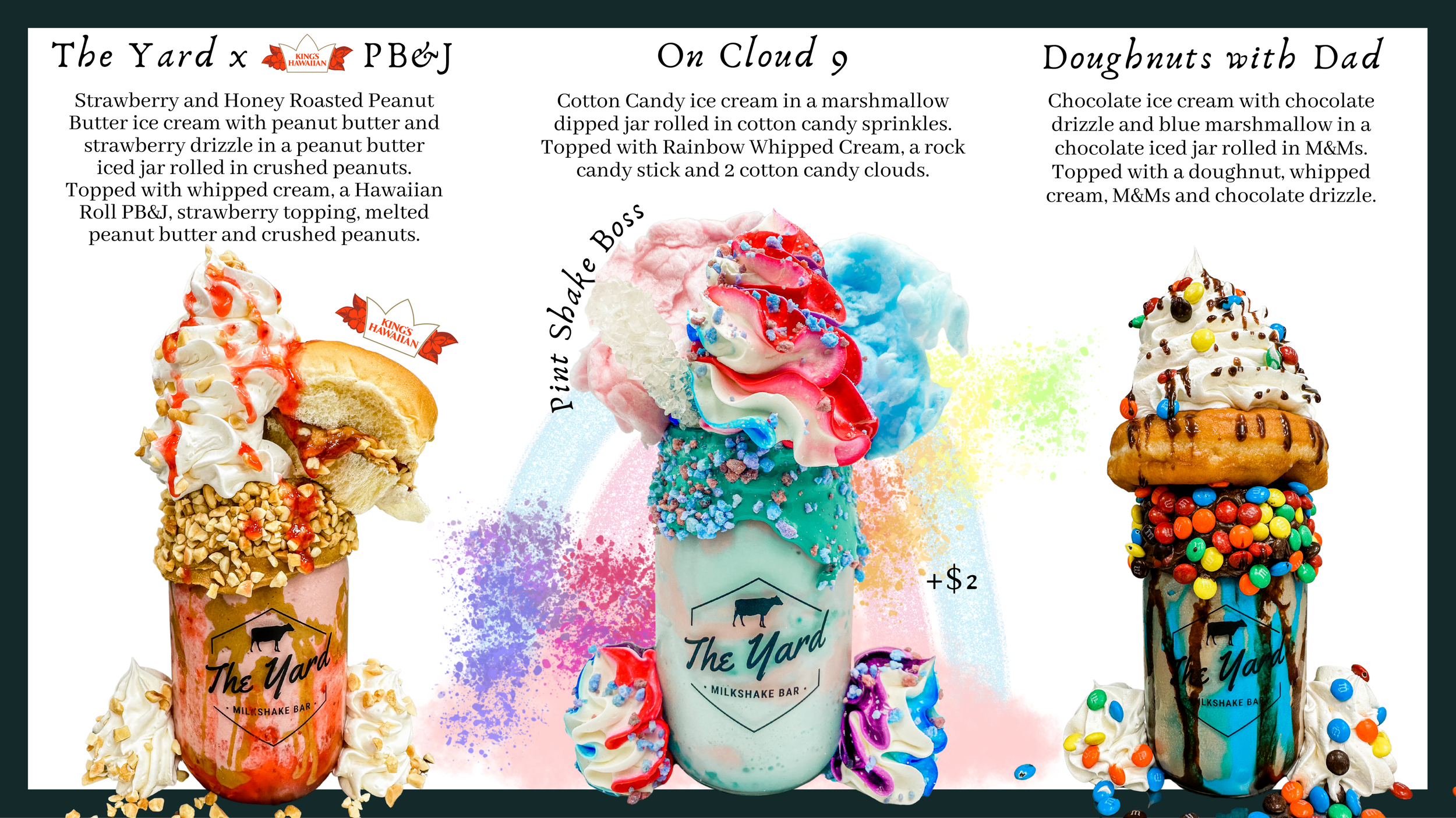 Columbus OH Menu Ad — The Yard Milkshake Bar - As seen on Shark Tank